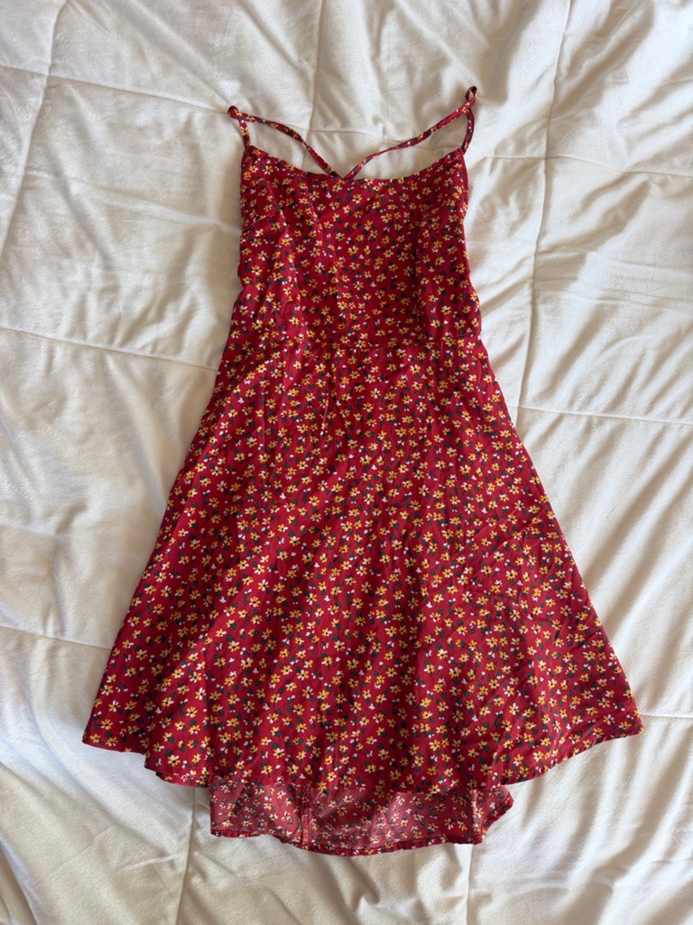 Red Floral Spaghetti Strap Sundress